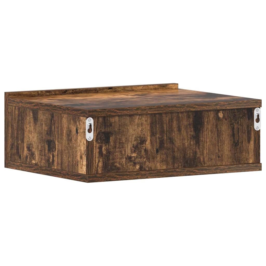 Comodini Pensili Rovere Fumo 2pz 40x30x15 cm Legno Multistrato