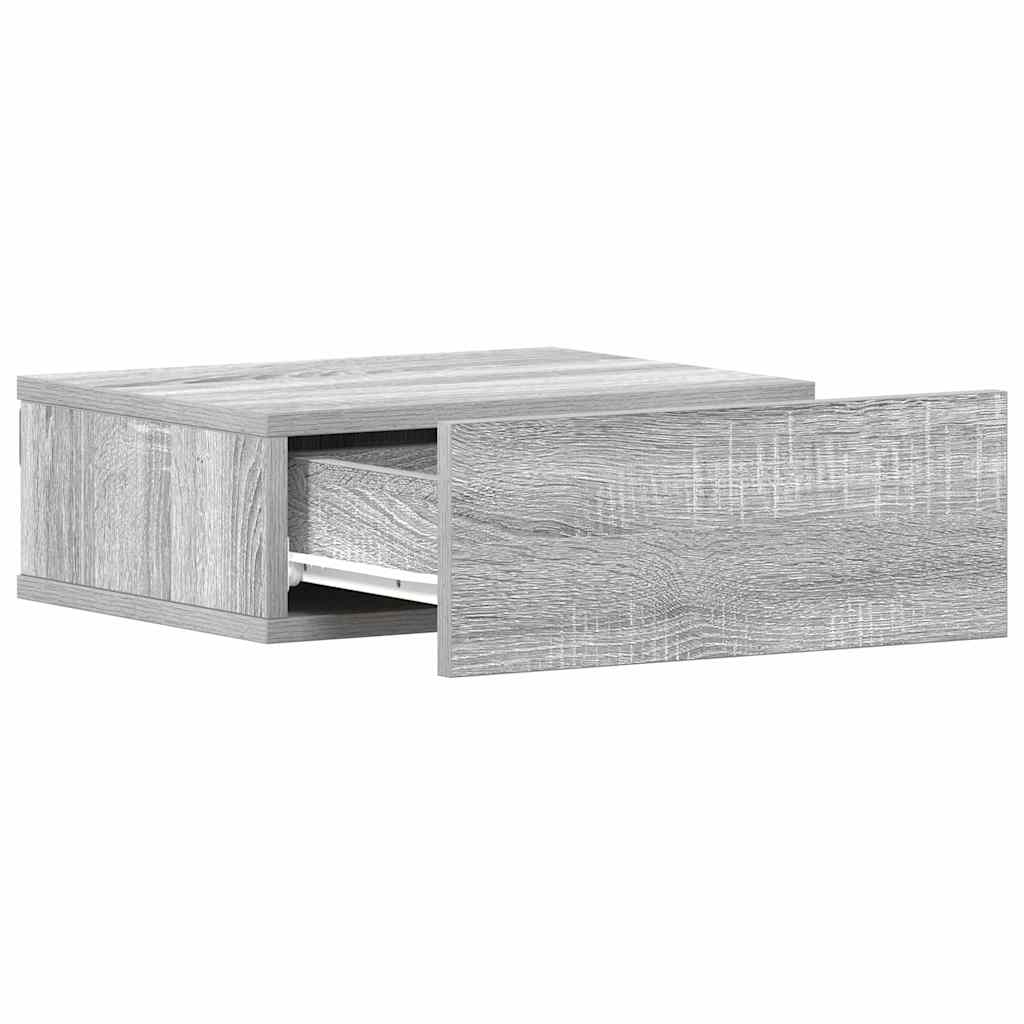 Comodino Pensile Grigio Sonoma 40x30x15cm in Legno Multistrato