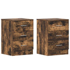 Comodini 2 pz Rovere Fumo 38x35x56 cm in Legno Multistrato