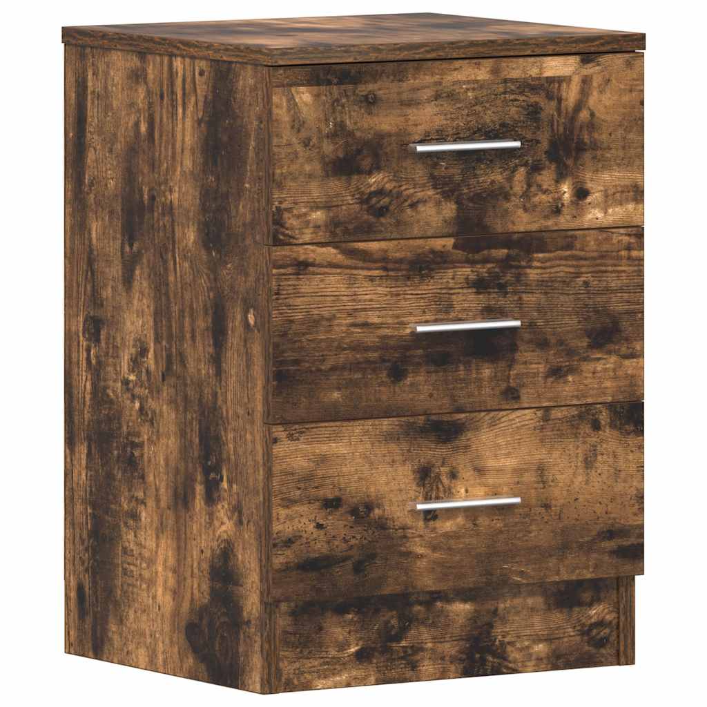Comodini 2 pz Rovere Fumo 38x35x56 cm in Legno Multistrato