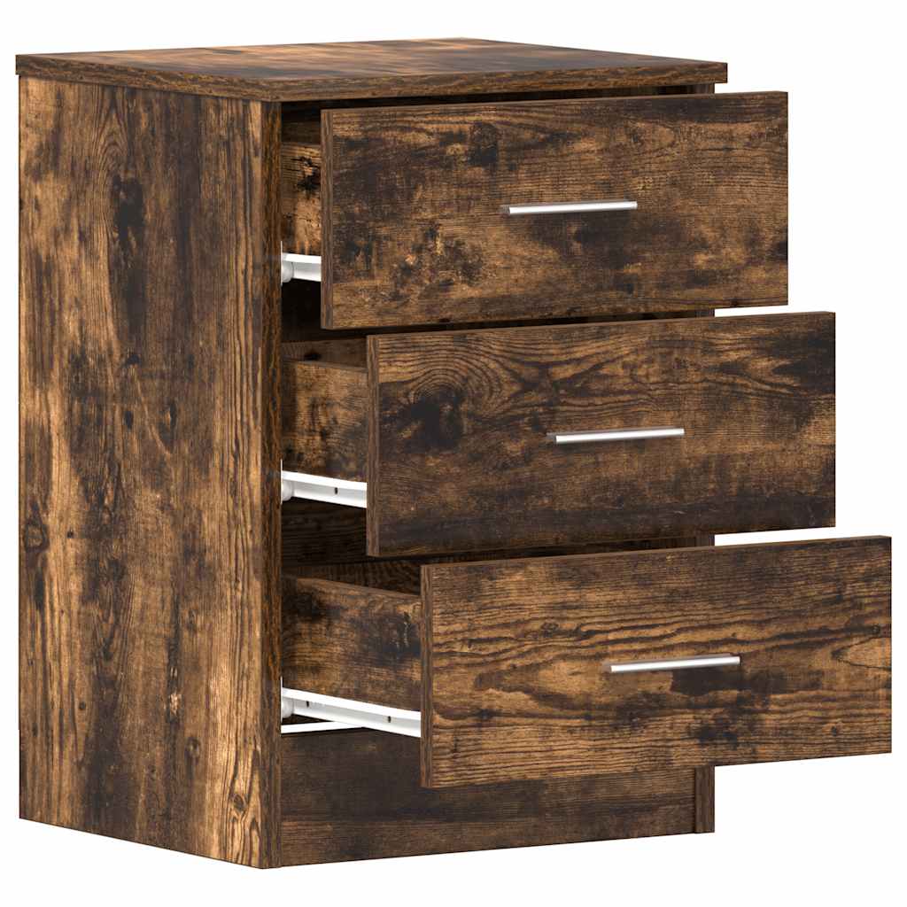 Comodini 2 pz Rovere Fumo 38x35x56 cm in Legno Multistrato