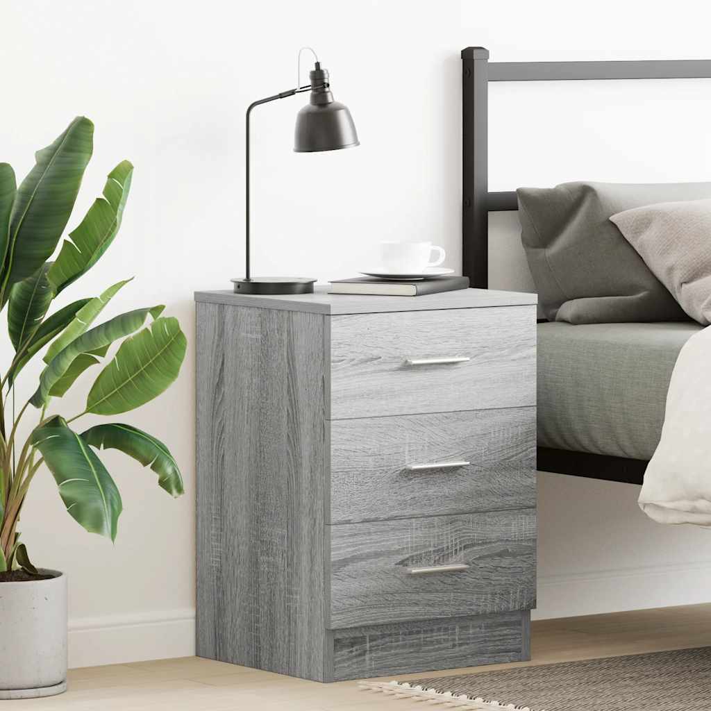 Comodino Grigio Sonoma 38x35x56 cm in Legno Multistrato