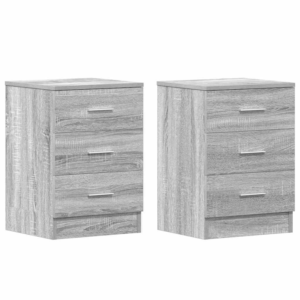 Comodini Grigio Sonoma 2 pz 38x35x56 cm in Legno Multistrato