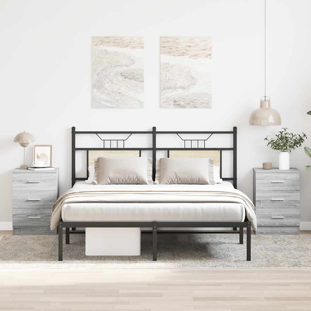 Comodini Grigio Sonoma 2 pz 38x35x56 cm in Legno Multistrato