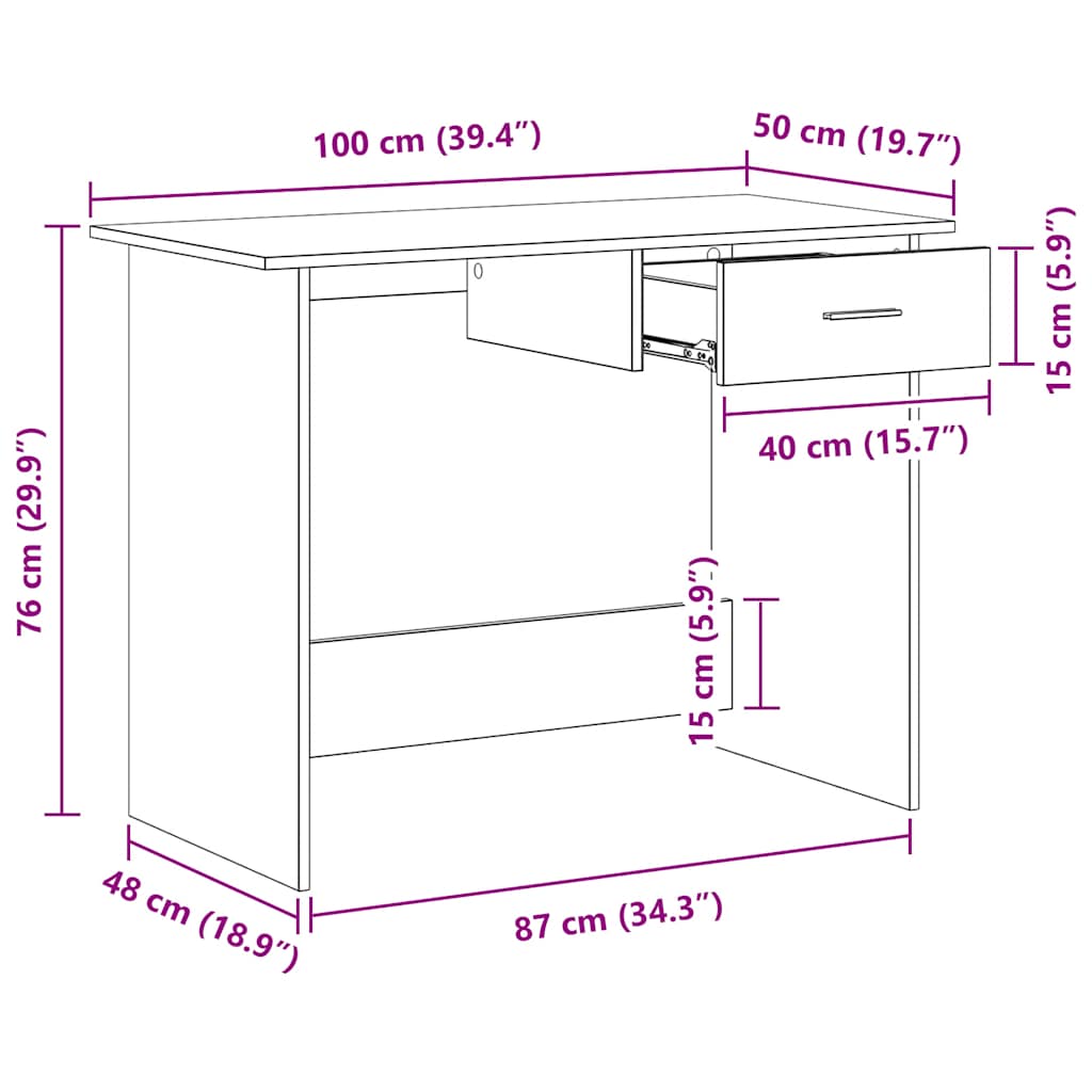 Scrivania Grigio Sonoma 100x50x76 cm in Legno Multistrato