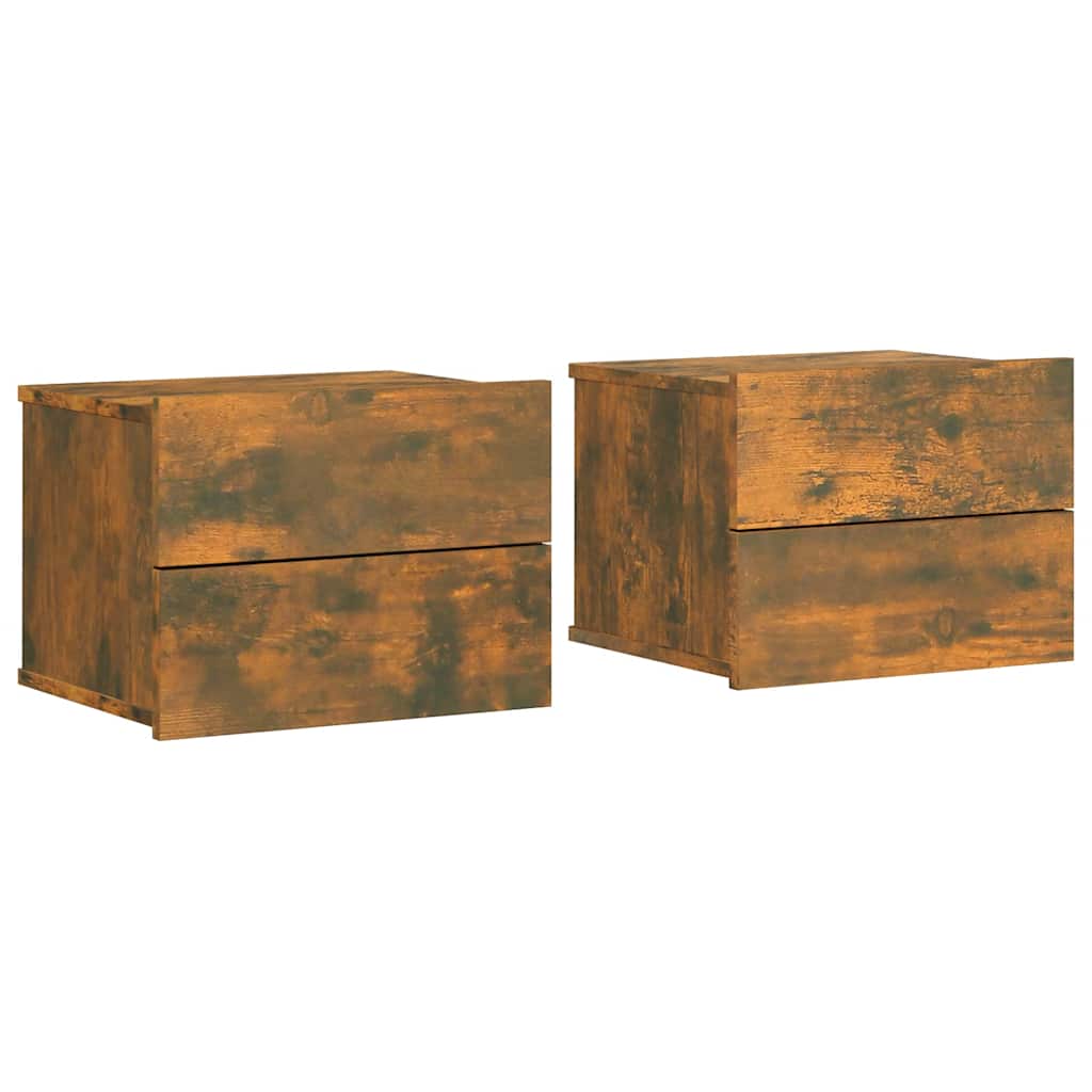 Comodini Rovere Fumo 2 pz 40x30x30 cm Legno Multistrato