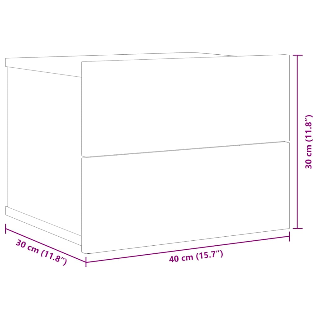 Comodini Rovere Fumo 2 pz 40x30x30 cm Legno Multistrato