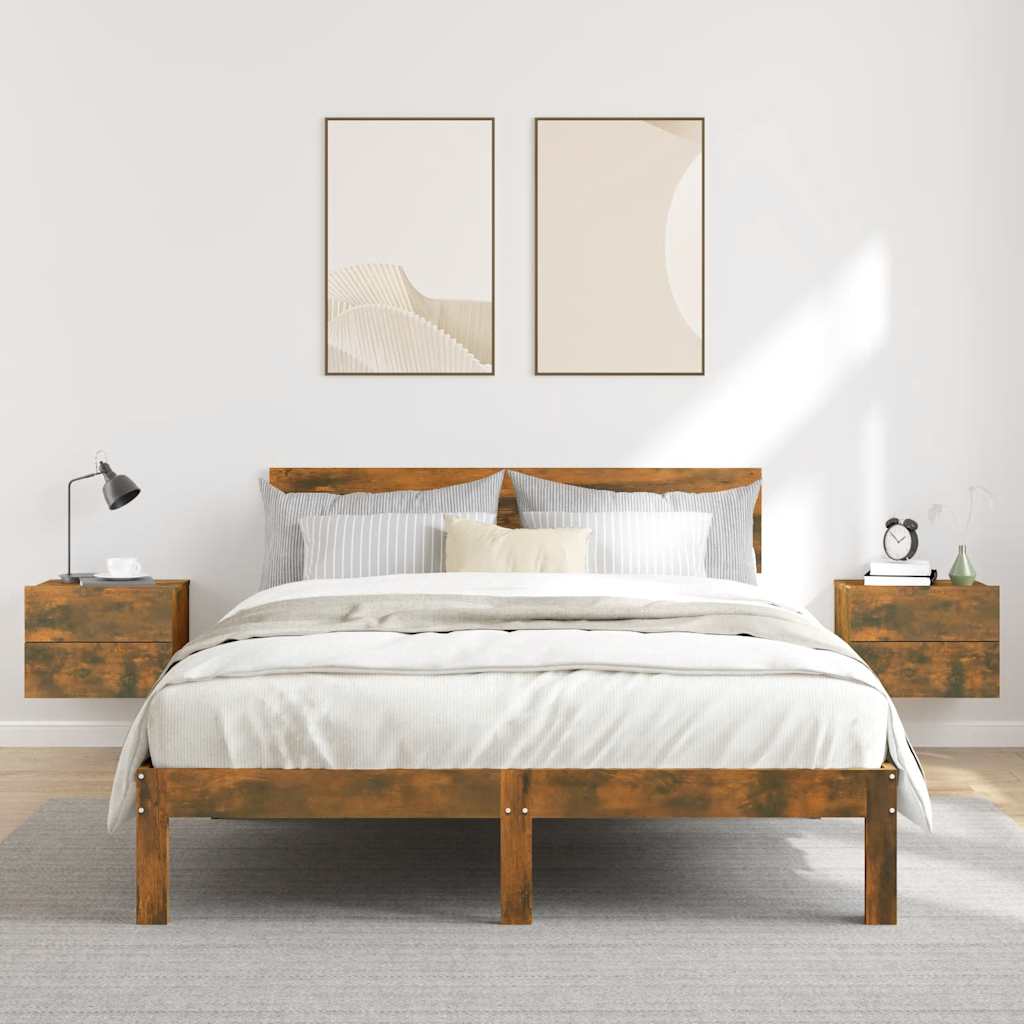Comodini Rovere Fumo 2 pz 40x30x30 cm Legno Multistrato