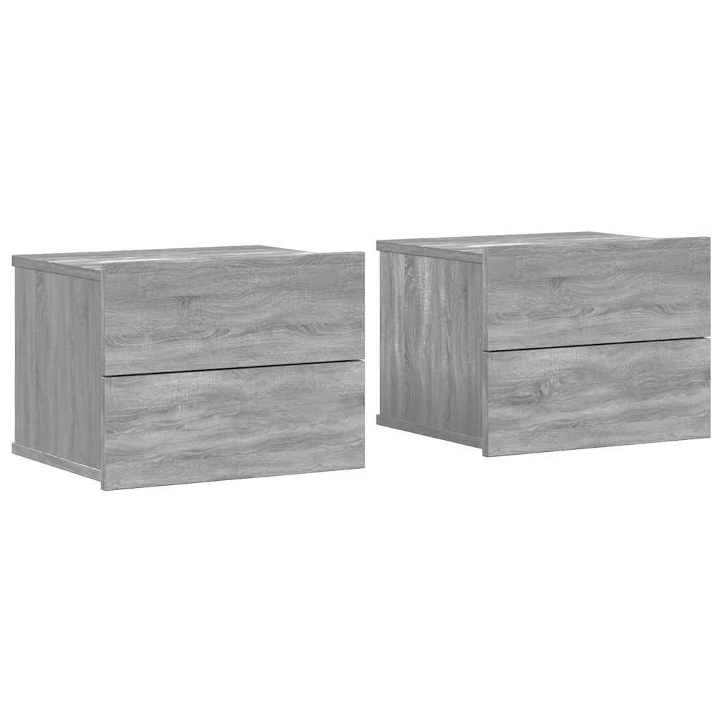 Comodini Grigio Sonoma 2 pz 40x30x30 cm in Legno Multistrato