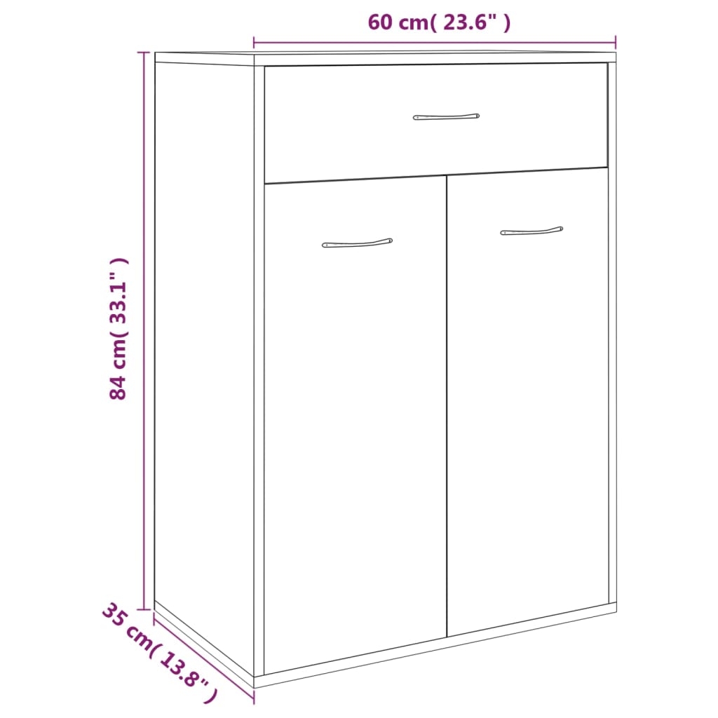 Scarpiera Rovere Fumo 60x35x84 cm in Legno Multistrato