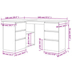 Scrivania ad Angolo Rovere Fumo 145x100x76 cm Legno Multistrato