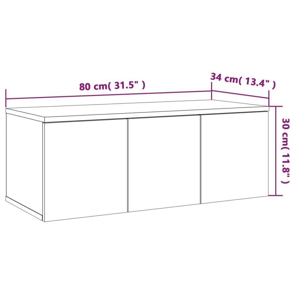 Mobile Porta TV Grigio Sonoma 80x34x30 cm in Legno Multistrato