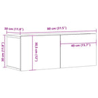 Mobile TV Rovere Fumo 80x30x30 cm in Legno Multistrato