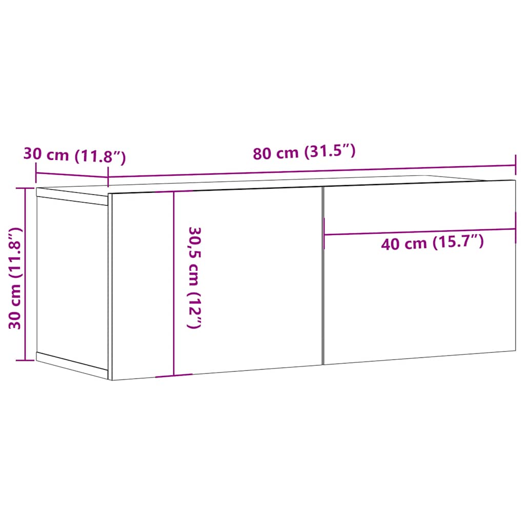 Mobile TV Grigio Sonoma 80x30x30 cm Legno Multistrato