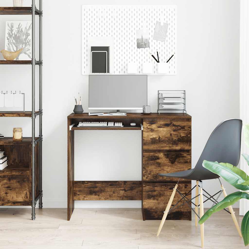 Scrivania Rovere Fumo 90x45x76 cm in Legno Multistrato