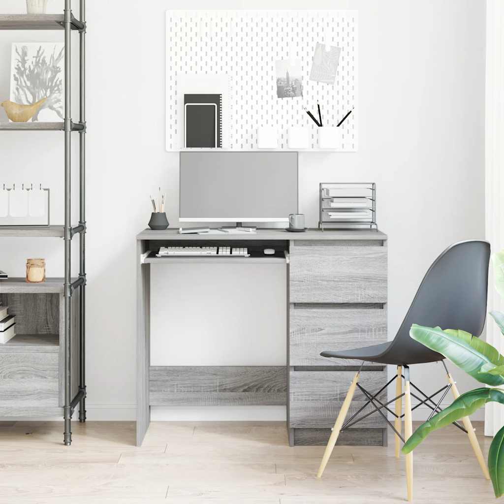 Scrivania Grigio Sonoma 90x45x76 cm in Legno Multistrato