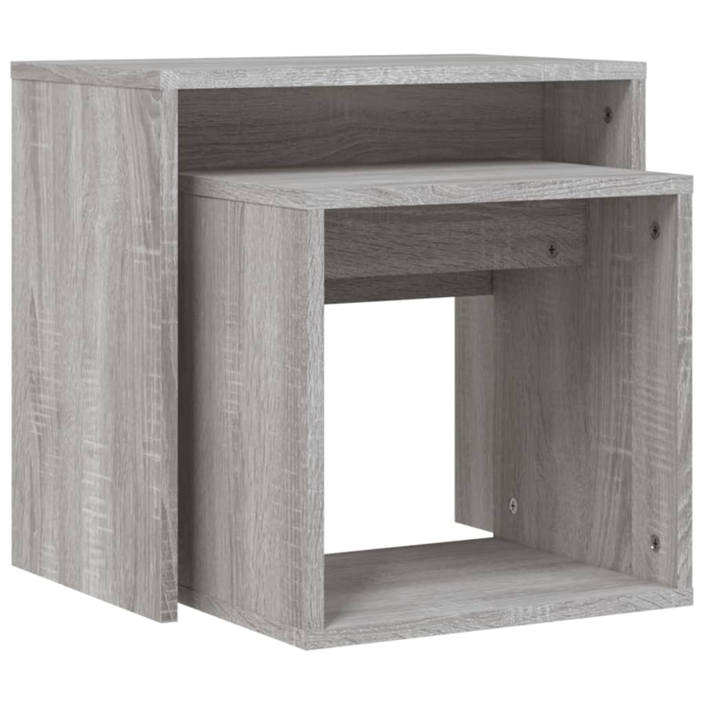 Tavolini Salotto Impilabili 2pz Grigio Sonoma Legno Multistrato