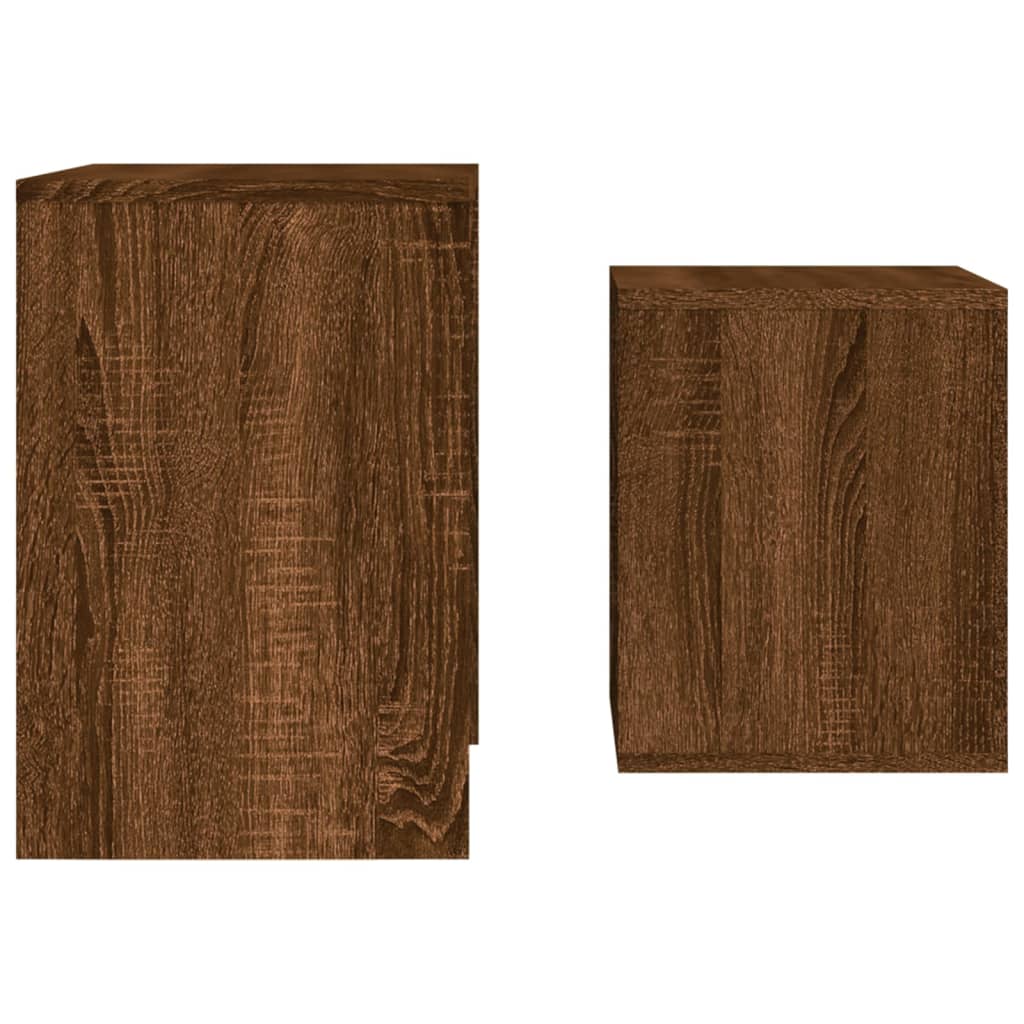 Tavolini Impilabili 2 pz Rovere Marrone in Legno Multistrato