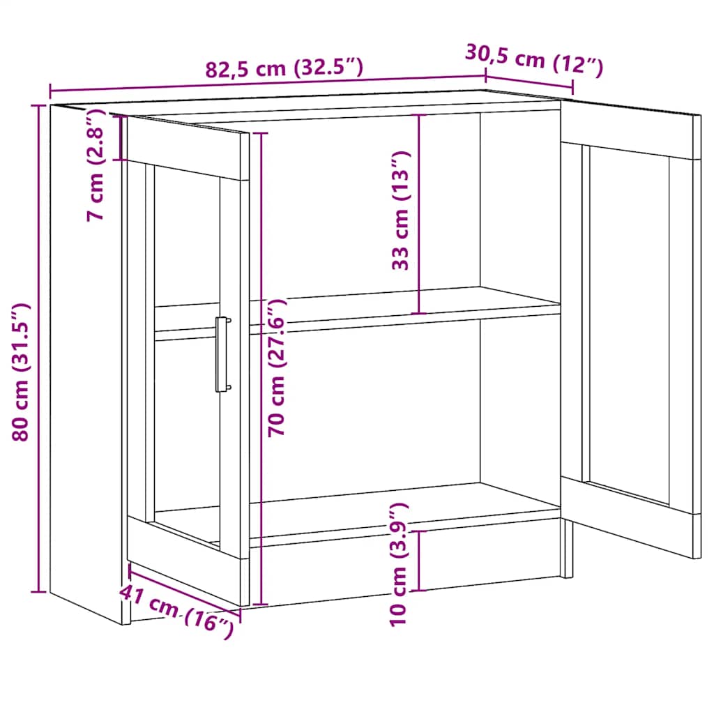 Mobile Vetrina Grigio Sonoma 82,5x30,5x80 cm Legno Multistrato