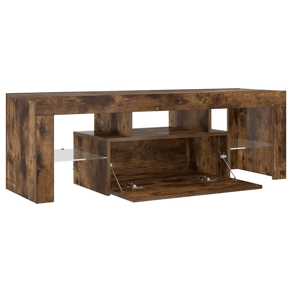 Mobile Porta TV con Luci LED Rovere Fumo 120x35x40 cm