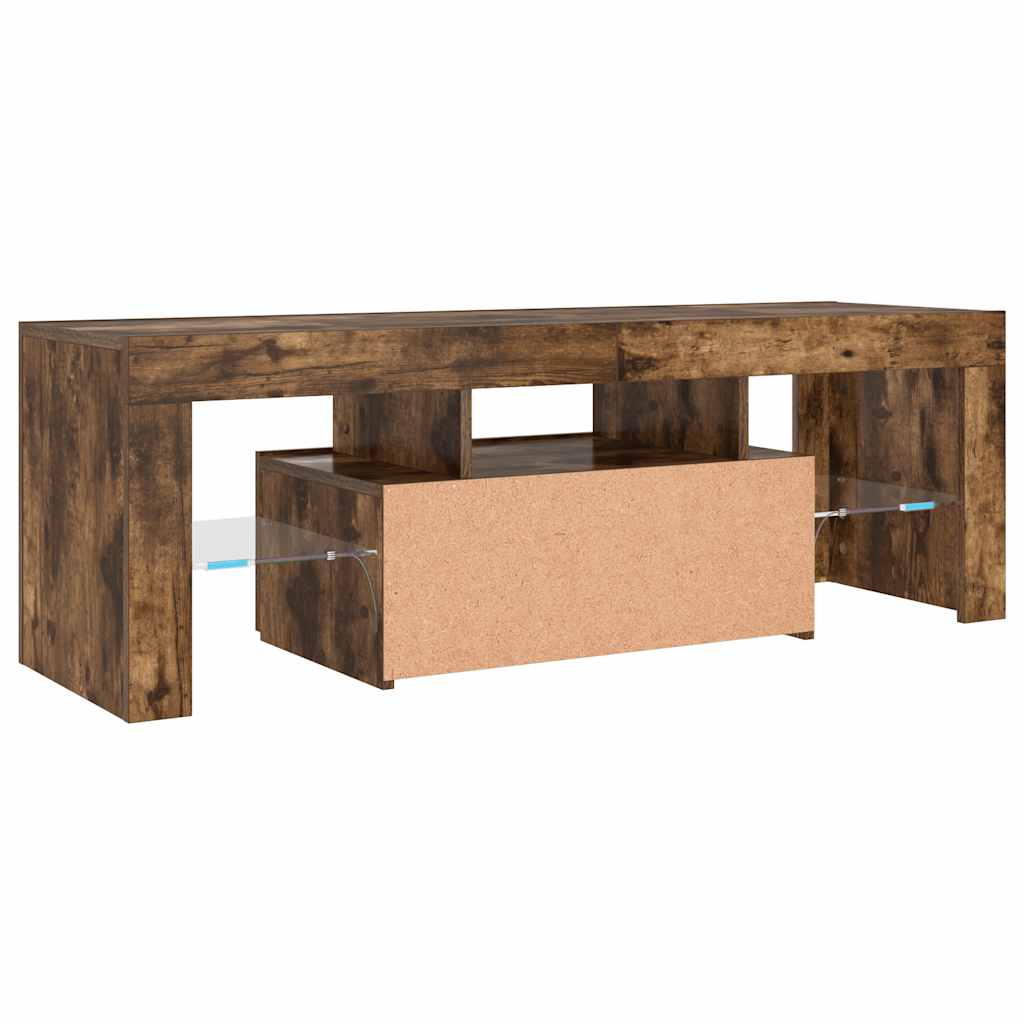 Mobile Porta TV con Luci LED Rovere Fumo 120x35x40 cm
