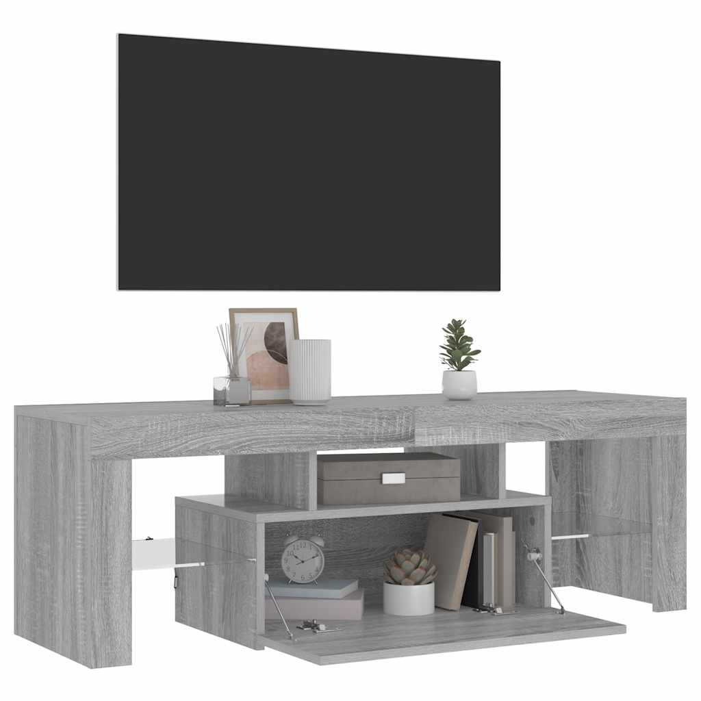 Mobile Porta TV con Luci LED Grigio Sonoma 120x35x40 cmcm