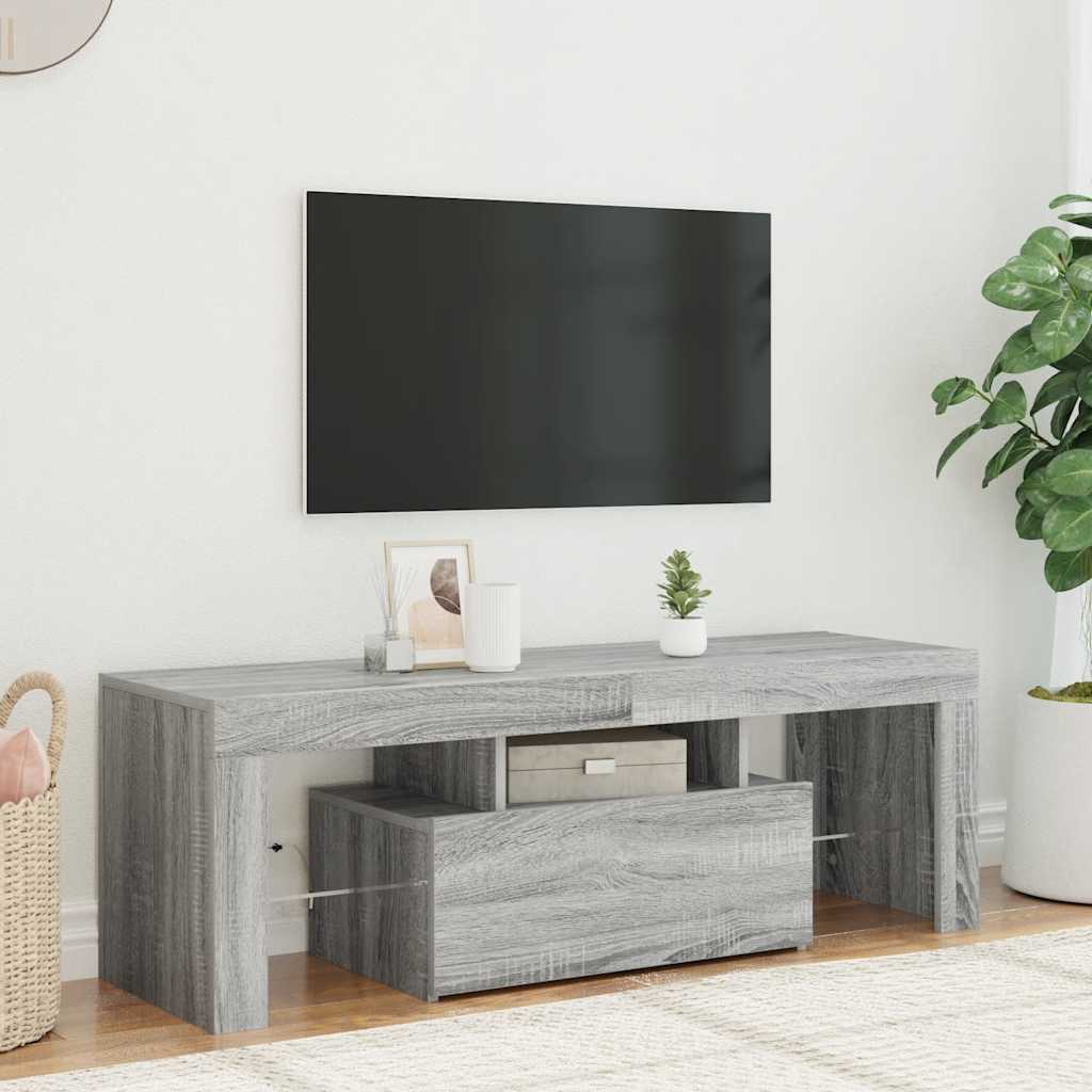 Mobile Porta TV con Luci LED Grigio Sonoma 120x35x40 cmcm