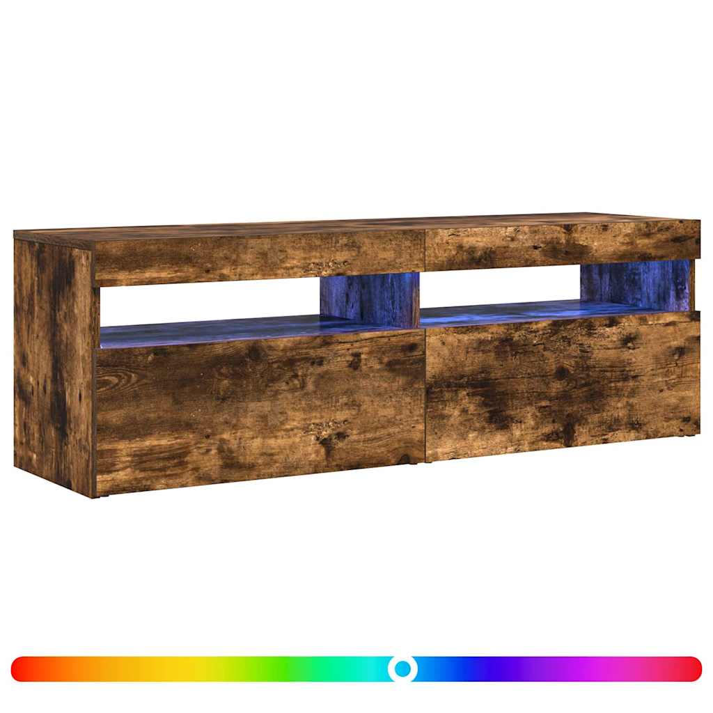 Mobile Porta TV con Luci LED Rovere Fumo 120x35x40 cm