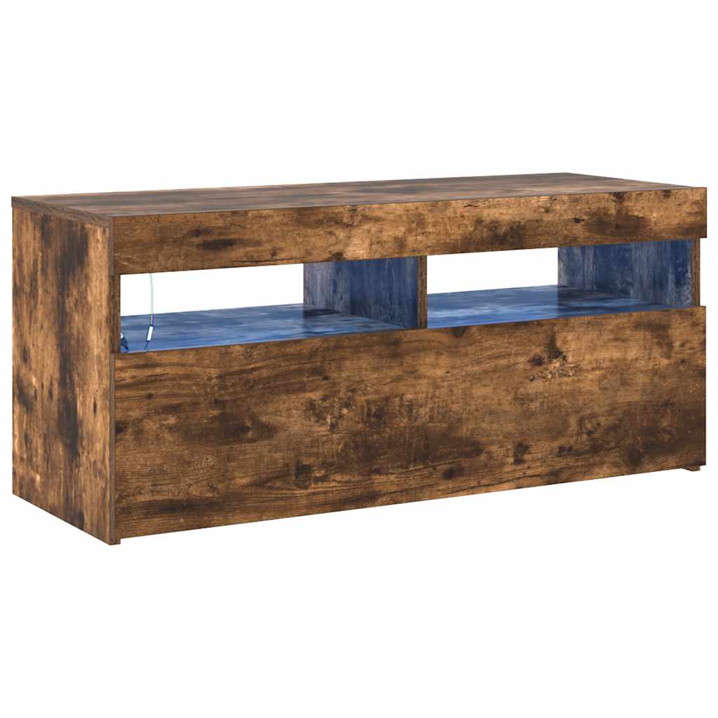 Mobile Porta TV con Luci LED Rovere Fumo 90x35x40 cm