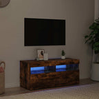 Mobile Porta TV con Luci LED Rovere Fumo 90x35x40 cm