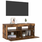 Mobile Porta TV con Luci LED Rovere Fumo 90x35x40 cm