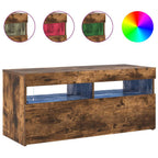 Mobile Porta TV con Luci LED Rovere Fumo 90x35x40 cm