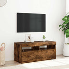 Mobile Porta TV con Luci LED Rovere Fumo 90x35x40 cm