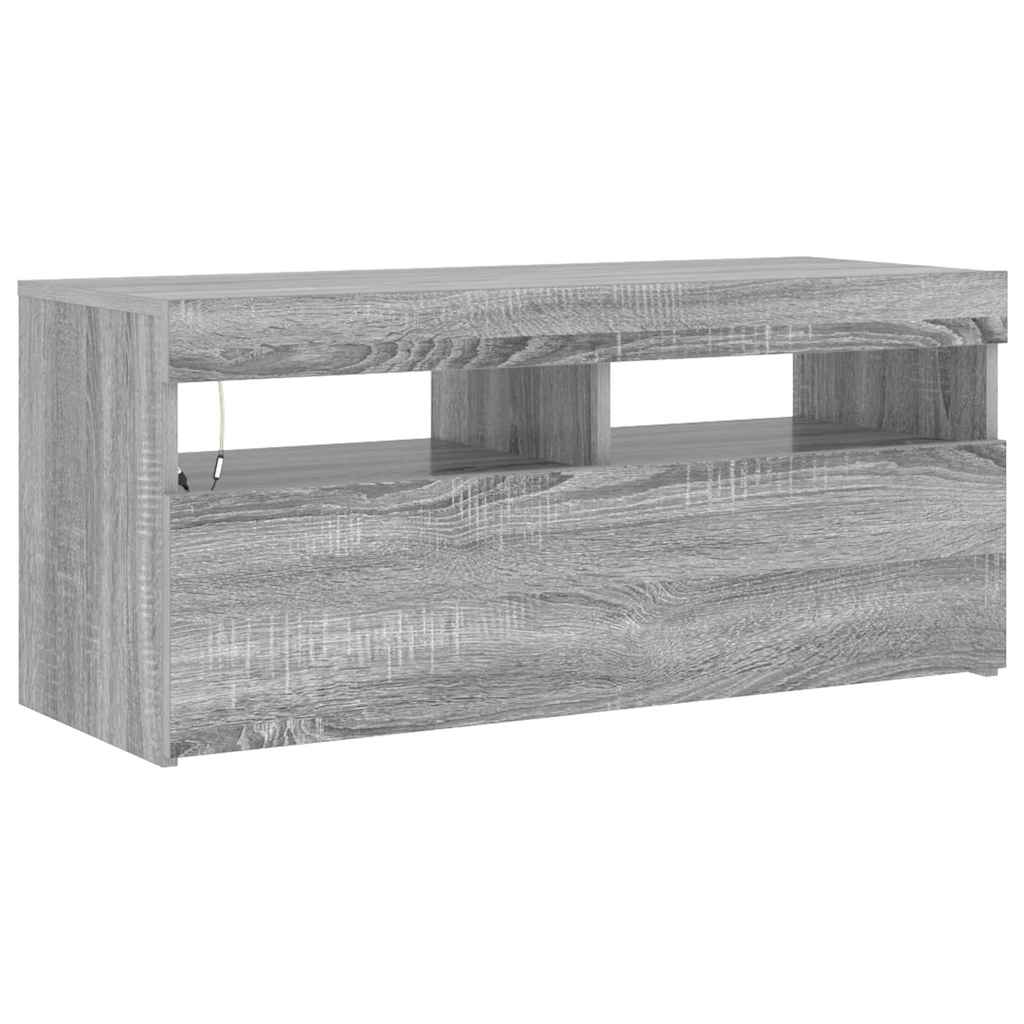 Mobile Porta TV con Luci LED Grigio Sonoma 90x35x40 cm