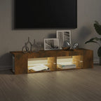 Mobile Porta TV con Luci LED Rovere Fumo 135x39x30 cm