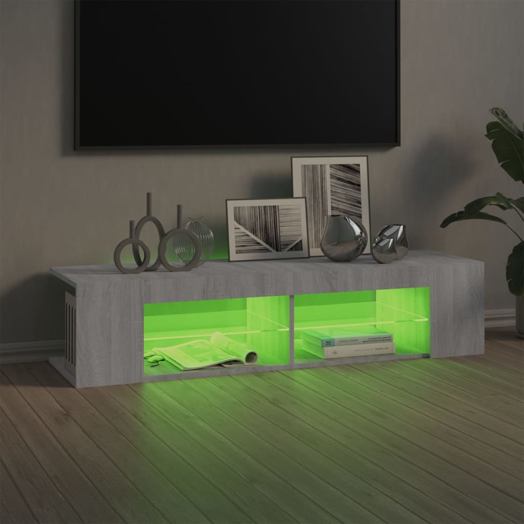 Mobile Porta TV con Luci LED Grigio Sonoma 135x39x30 cm