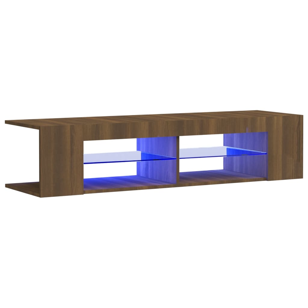Mobile Porta TV con Luci LED Rovere Marrone 135x39x30 cm
