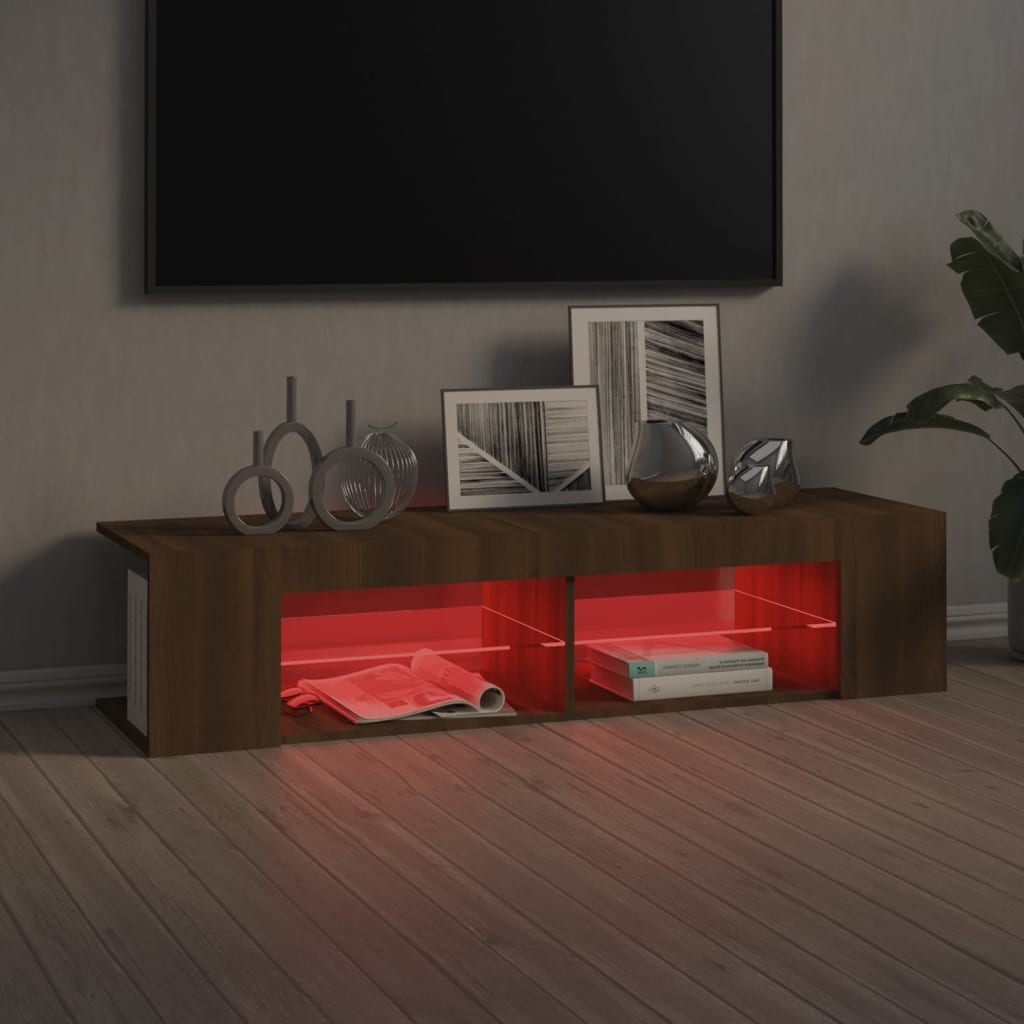 Mobile Porta TV con Luci LED Rovere Marrone 135x39x30 cm