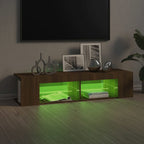 Mobile Porta TV con Luci LED Rovere Marrone 135x39x30 cm
