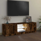 Mobile Porta TV con Luci LED Rovere Fumo 120x30x36 cm