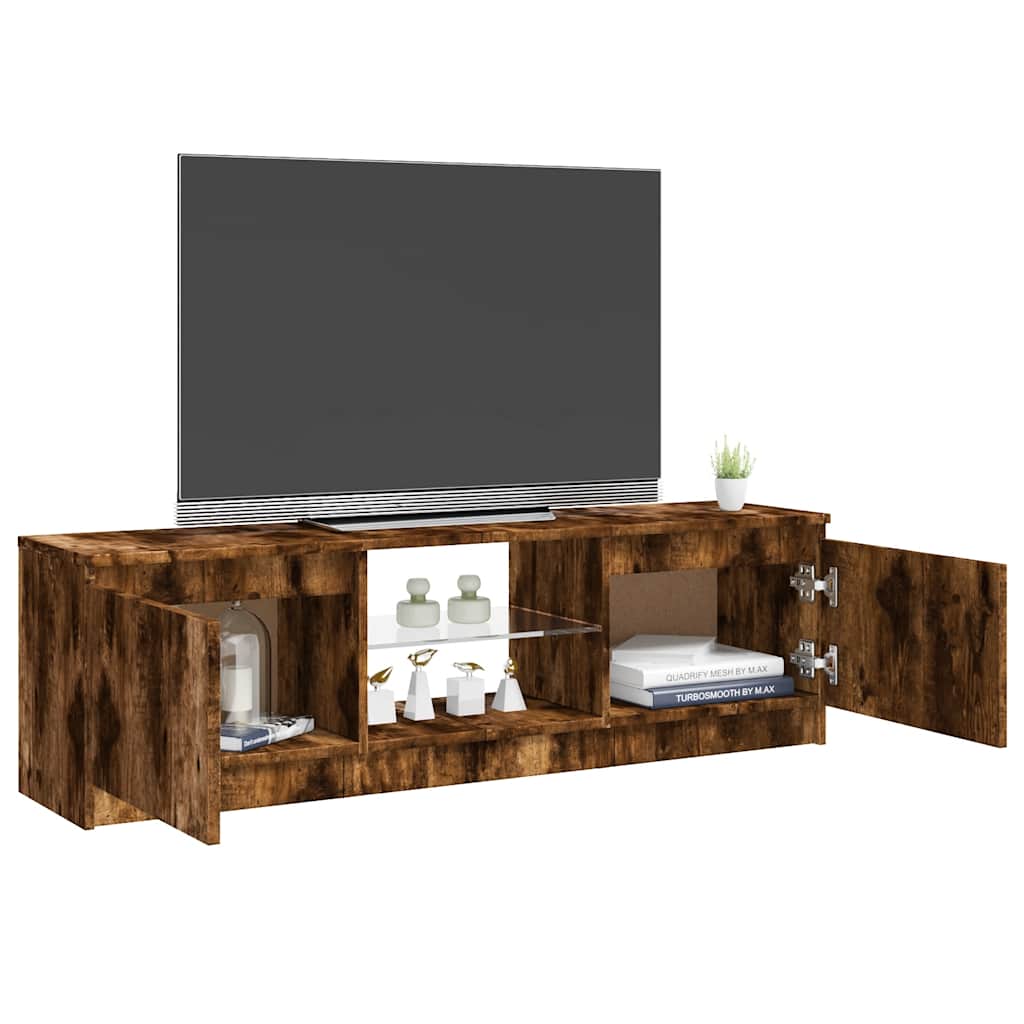 Mobile Porta TV con Luci LED Rovere Fumo 120x30x36 cm