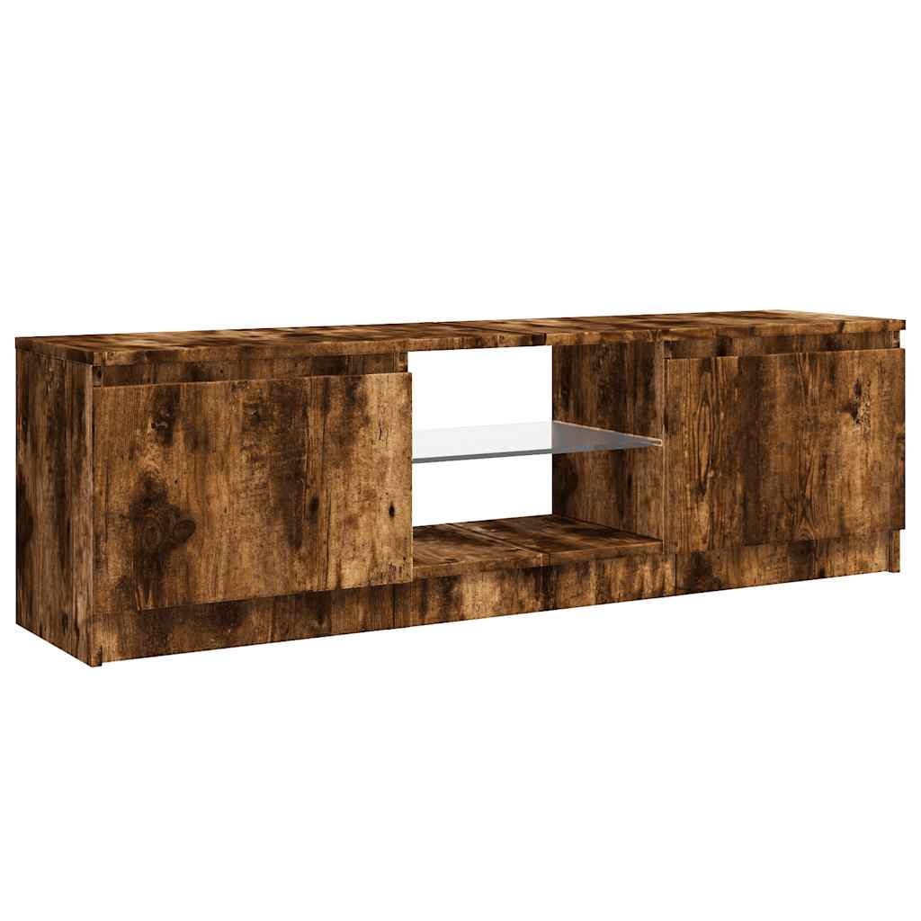Mobile Porta TV con Luci LED Rovere Fumo 120x30x36 cm