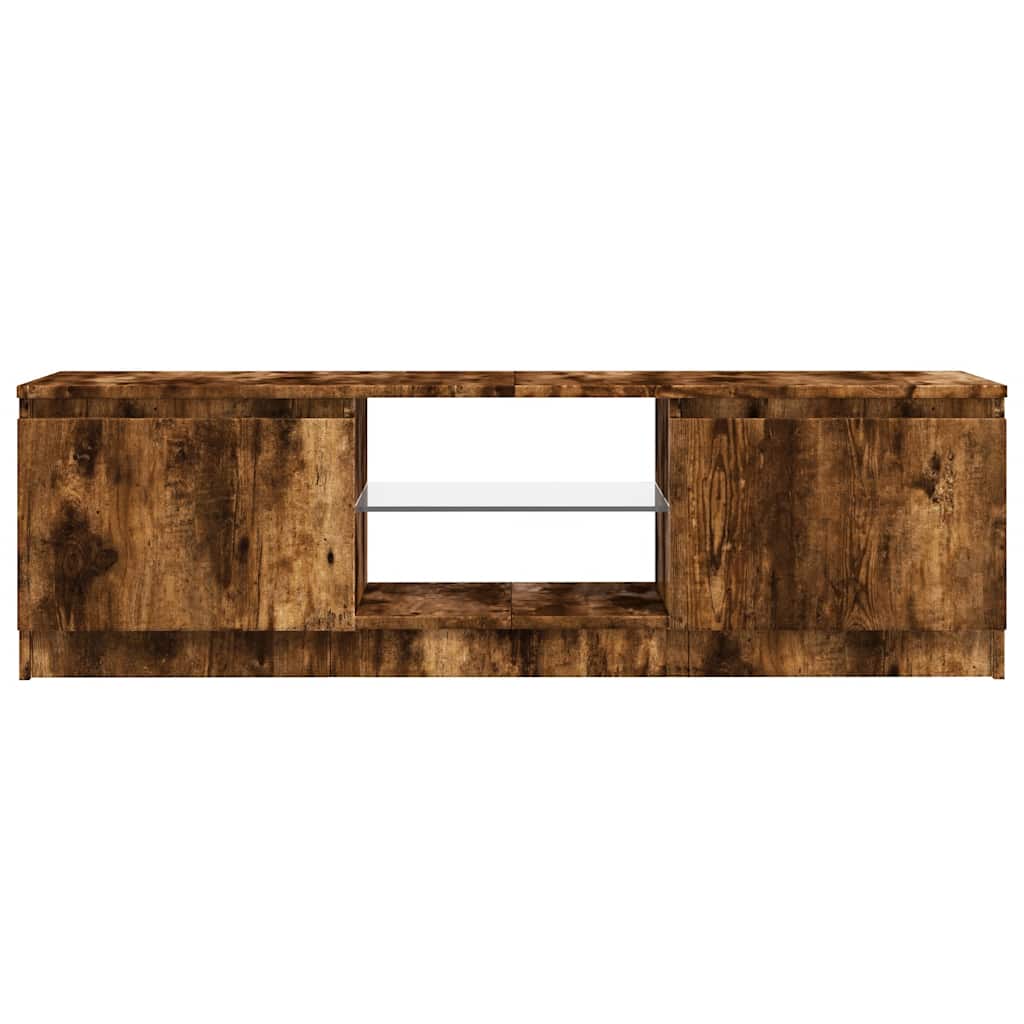 Mobile Porta TV con Luci LED Rovere Fumo 120x30x36 cm
