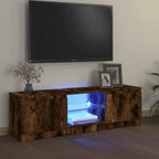 Mobile Porta TV con Luci LED Rovere Fumo 120x30x36 cm