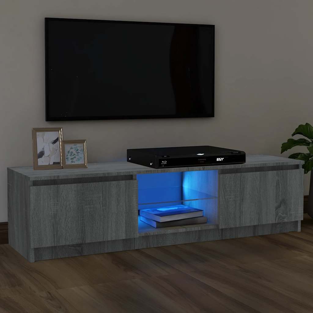 Mobile Porta TV con Luci LED Grigio Sonoma 120x30x36 cm
