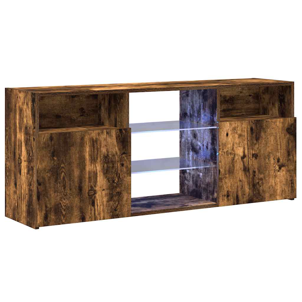 Mobile Porta TV con Luci LED Rovere Fumo 120x30x50 cm