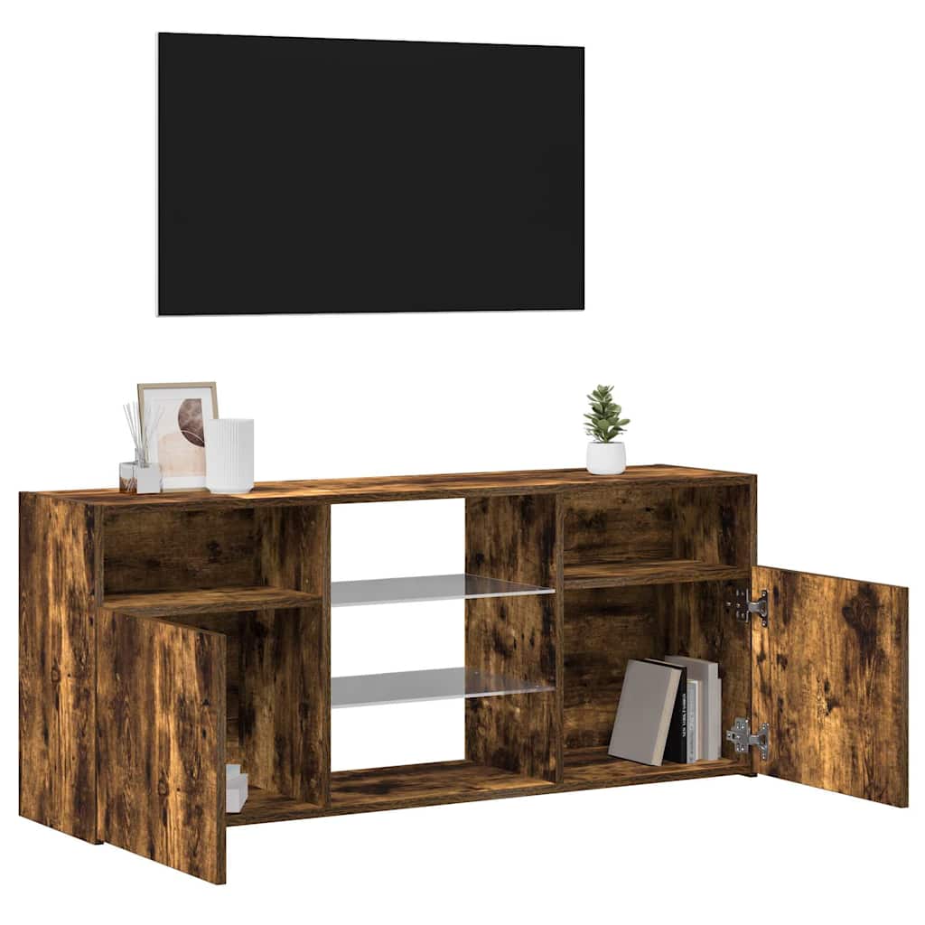 Mobile Porta TV con Luci LED Rovere Fumo 120x30x50 cm