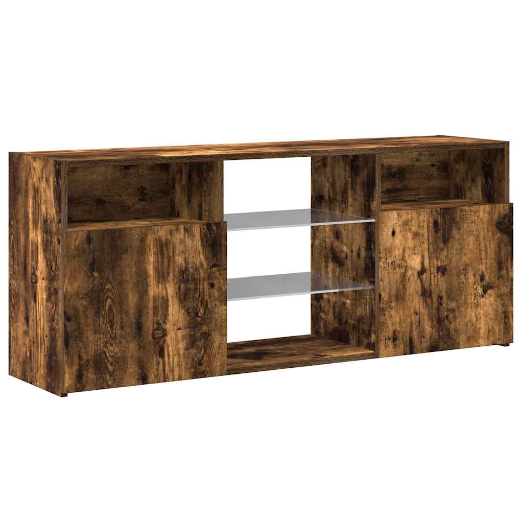 Mobile Porta TV con Luci LED Rovere Fumo 120x30x50 cm