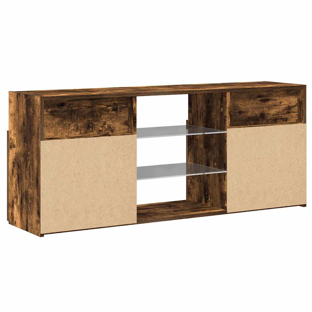 Mobile Porta TV con Luci LED Rovere Fumo 120x30x50 cm
