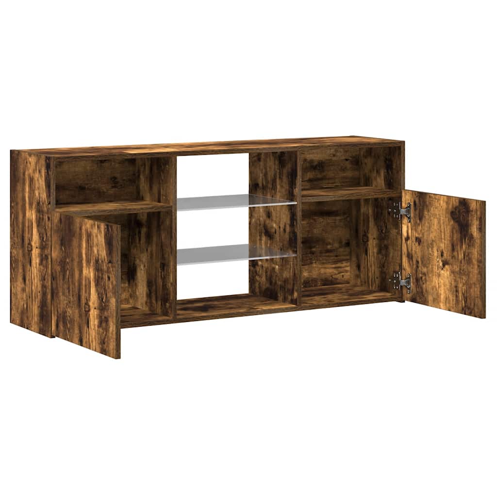 Mobile Porta TV con Luci LED Rovere Fumo 120x30x50 cm